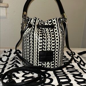 New Marc Jacobs Black and White Mini Bucket Bag.